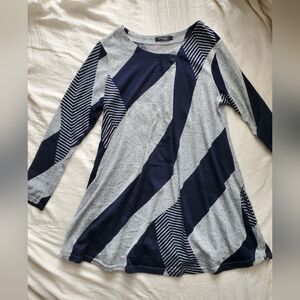 Papa Vancouver Navy and Gray Striped Long Sleeve Tunic Size S